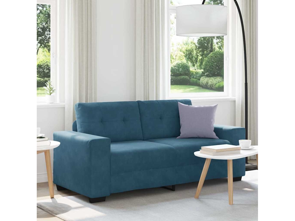 Vidaxl Sofá De Dois Lugares Azul, 180x77x82 Cm, Em Veludo