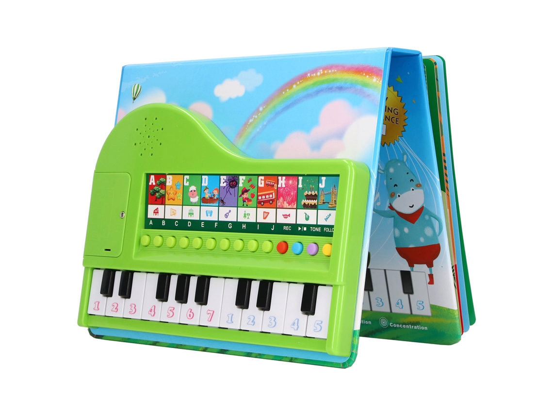 Mali brinquedo de Piano Livro Educativo com Função de Gravação e Teclas Iluminadas para Crianças 3 Anos+