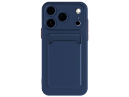 Capa Para Celular Iphone 17 Pro Max Com Porta-cartões Em Tpu - Azul