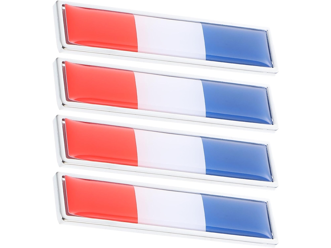 Adesivos metálicos 3D, fáceis de aplicar, sem necessidade de furar, 4 peças, Bandeira