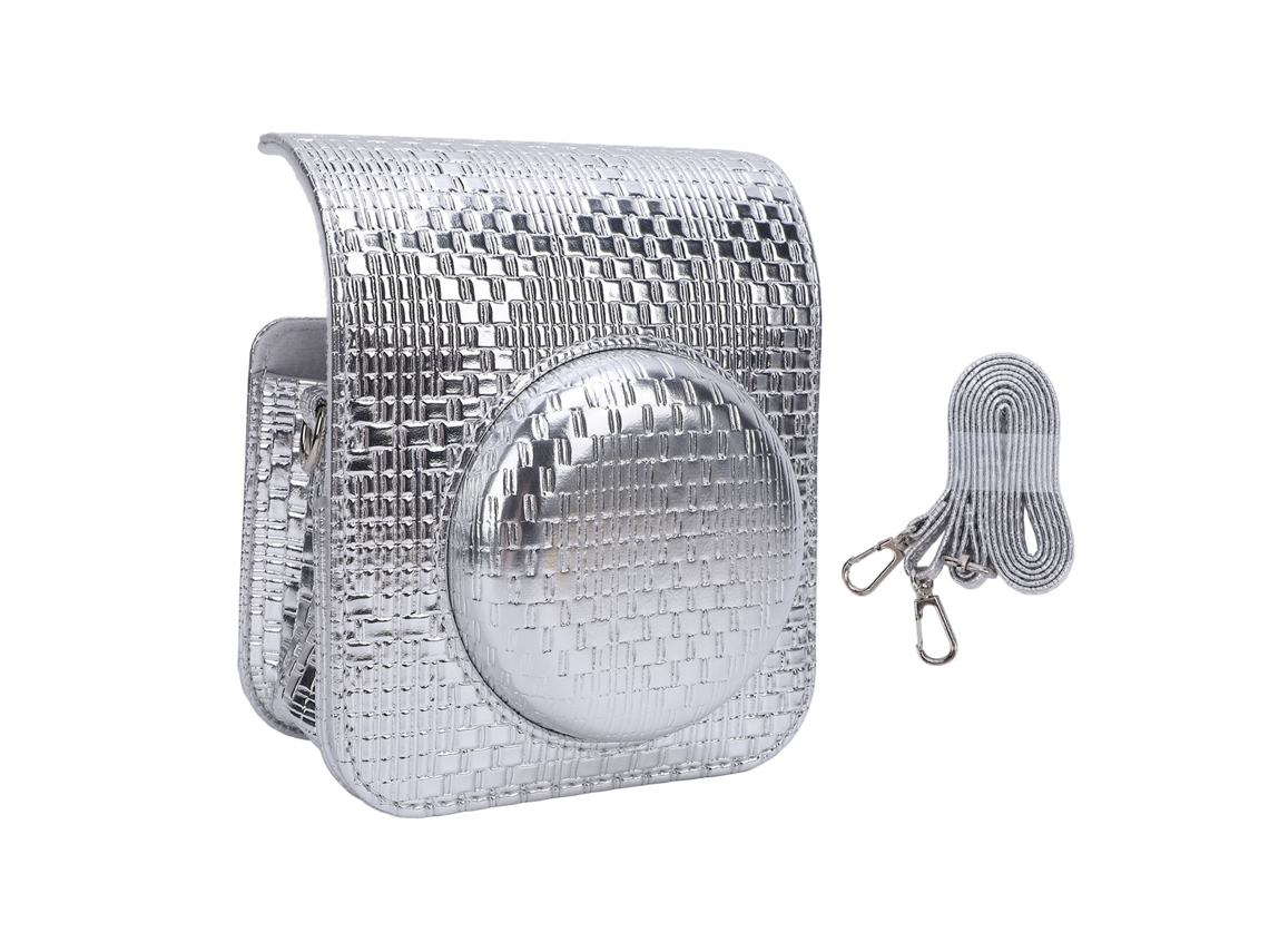 Funda Portátil Para Cámara Instantánea De Pu Protectora Con Correa Ajustable Para Viajes Plata