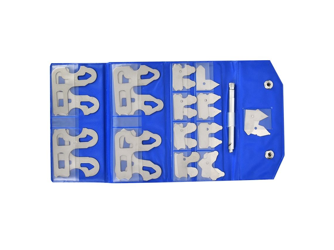Conjunto De 17 Peças Medidores Raio Em Aço Inoxidável, Fracionários De 1/64 A 1/2 Polegada, Com Suporte