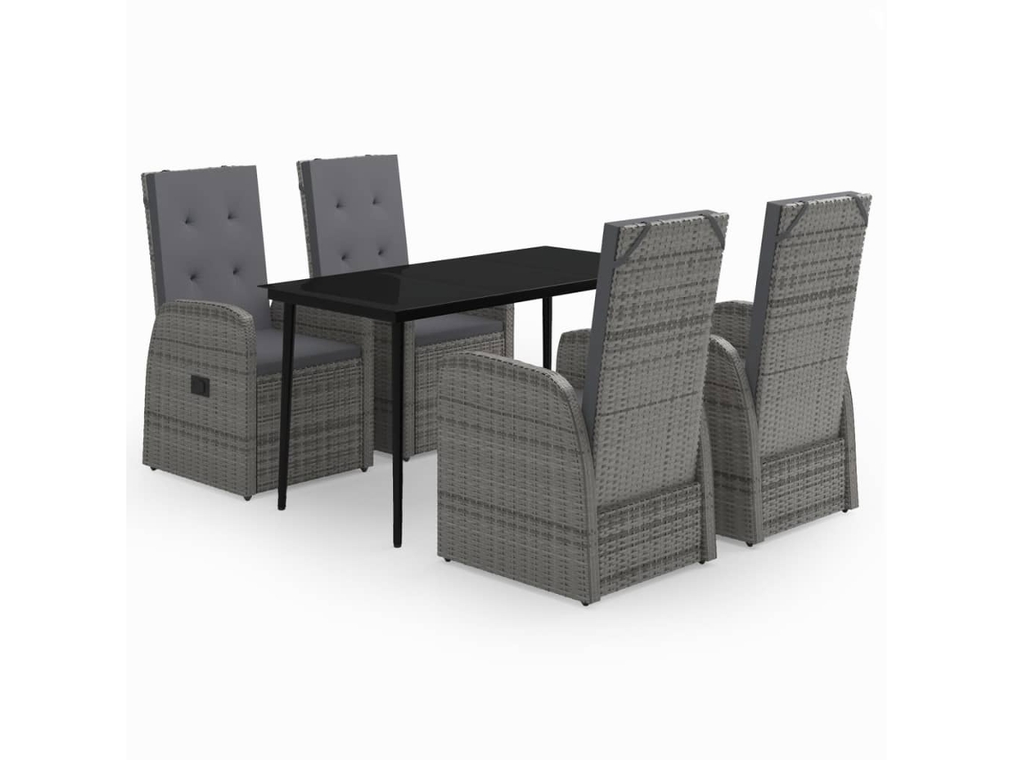 Maison Exclusive - 5 Pcs Conjunto De Jantar Para Jardim Com Almofadões Cinzento