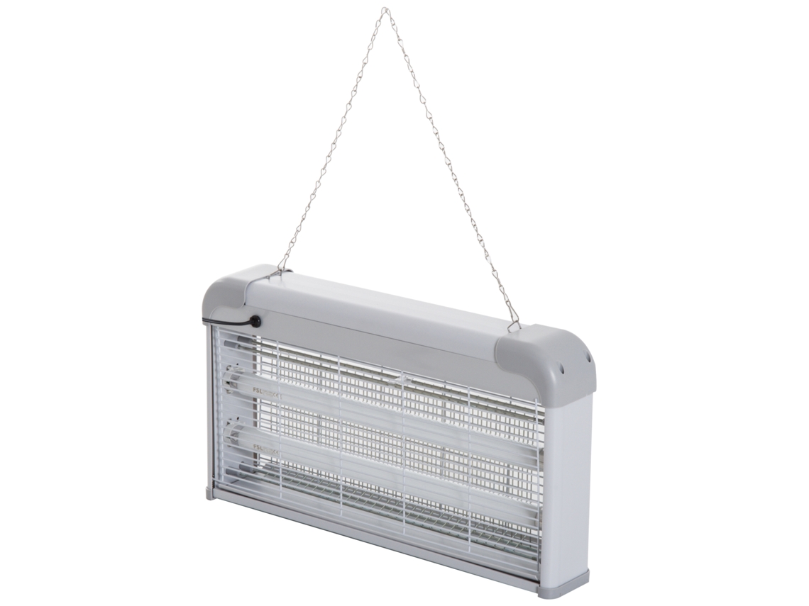 Lâmpada Anti-mosquitos Elétrica 30w Mata Mosquitos Área 60 M² Com Luz Uv 48,5x8,5x26,5cm Branco E Cinza