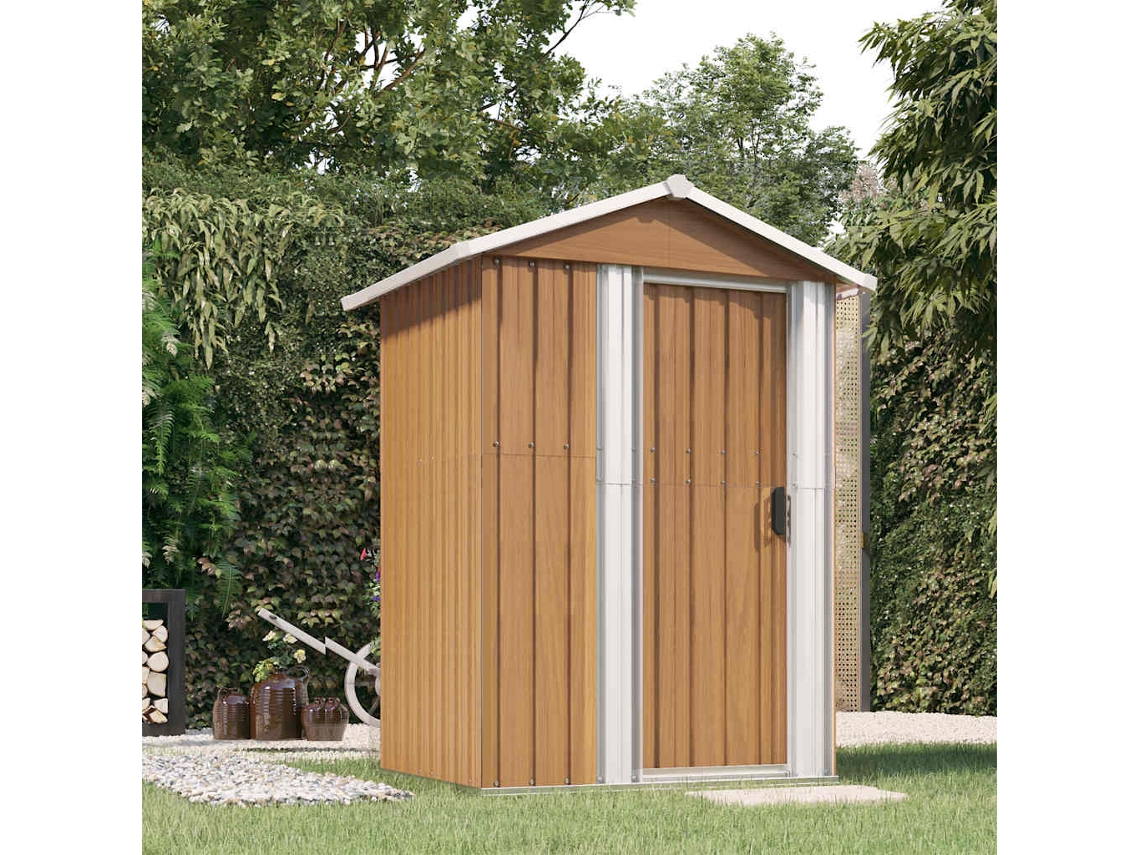 Vidaxl Abrigo De Jardim Castanho 126x97,5x177 Cm Aço Galvanizado