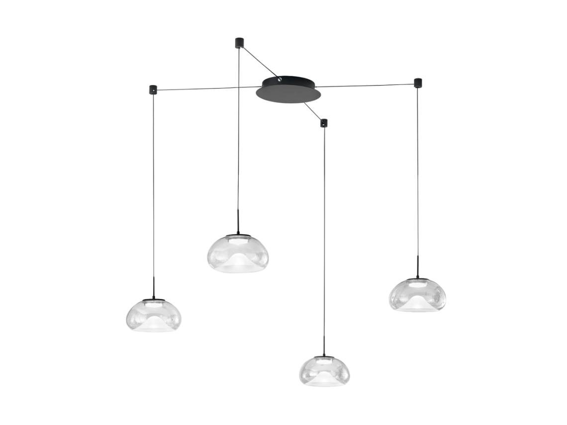 Brena Luminária Pendente Descentralizada Transparente De 4 Luzes Fabas Luce Led Regulável De 40 W Montagem Descentralizada