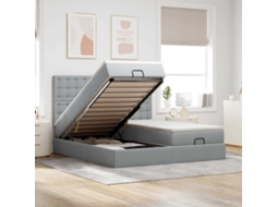 Vidaxl Estrutura De Cama Otomana Com Colchões Tecido Cinzento Claro