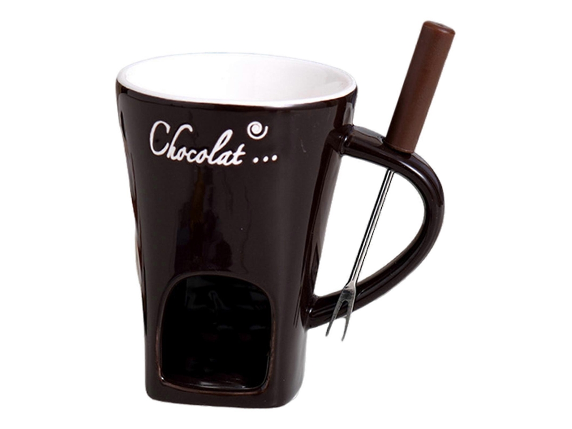 Caneca De Fondue Chocolate 130ml Em Cerâmica Com Garfos Para Derreter Chocolate, Queijo E Manteiga. Fácil Limpar Versátil. Aquaforge