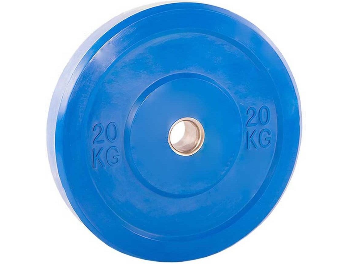 Disco de Musculação SOFTEE Bumper Plate (Azul - 20 kg - Diâmetro: 45cm)