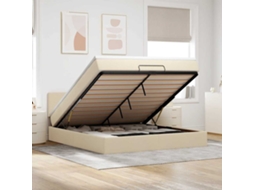 Estrutura De Cama Otomana Com Creme De Colchão 180x200cm Tecido