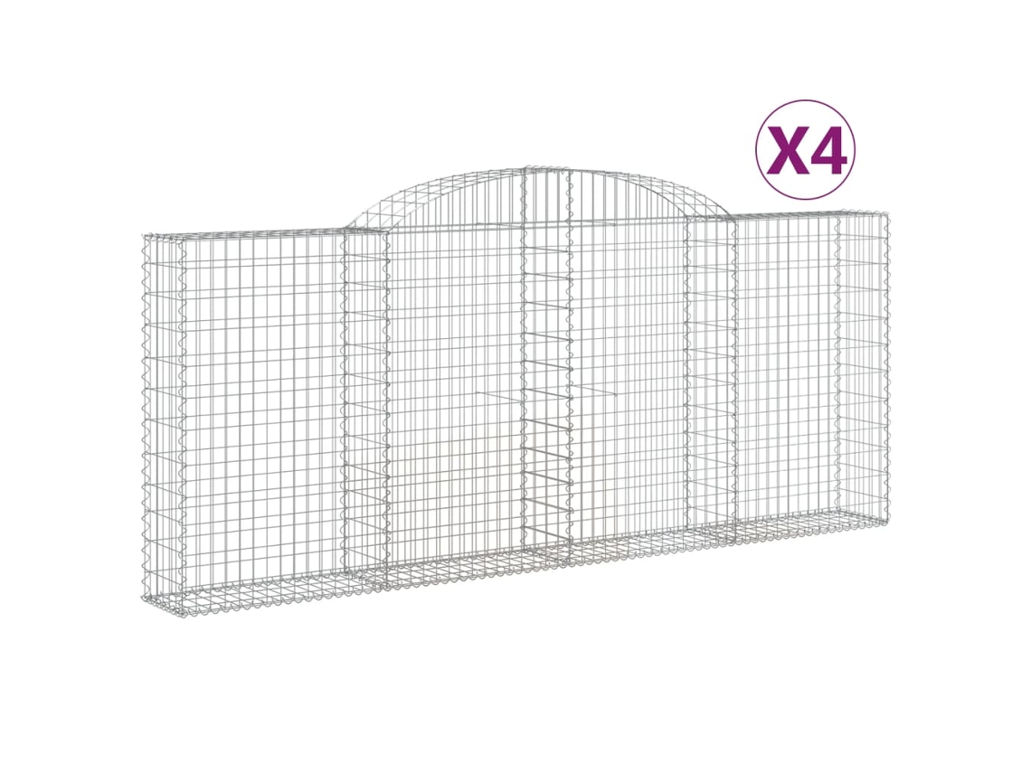 Conjunto 4 Cesto gabião VIDAXL Prateado Ferro (300x30x120/140cm)