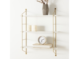Prateleira de parede Ösel com 3 prateleiras 64 x 48 x 15 cm de mármore branco [EN.CASA]