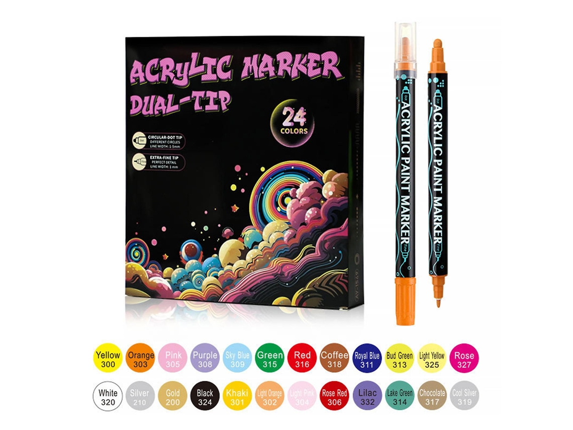 Conjunto De Marcadores Gráficos De Ponta Dupla, Caneta De Desenho Portátil Multifuncional Para Estudantes E Crianças. Olysi Shop