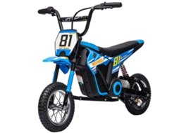 Motocicleta elétrica 24v 250w, 16km/h, rodas de 12'', 8-12 anos, azul, 100x60x75cm | S/MARCA