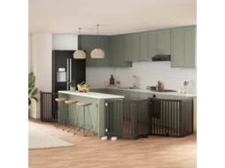 Vidaxl Portão P/ Cães Com Porta Dobrável 6 Painéis 480 Cm Álamo Preto