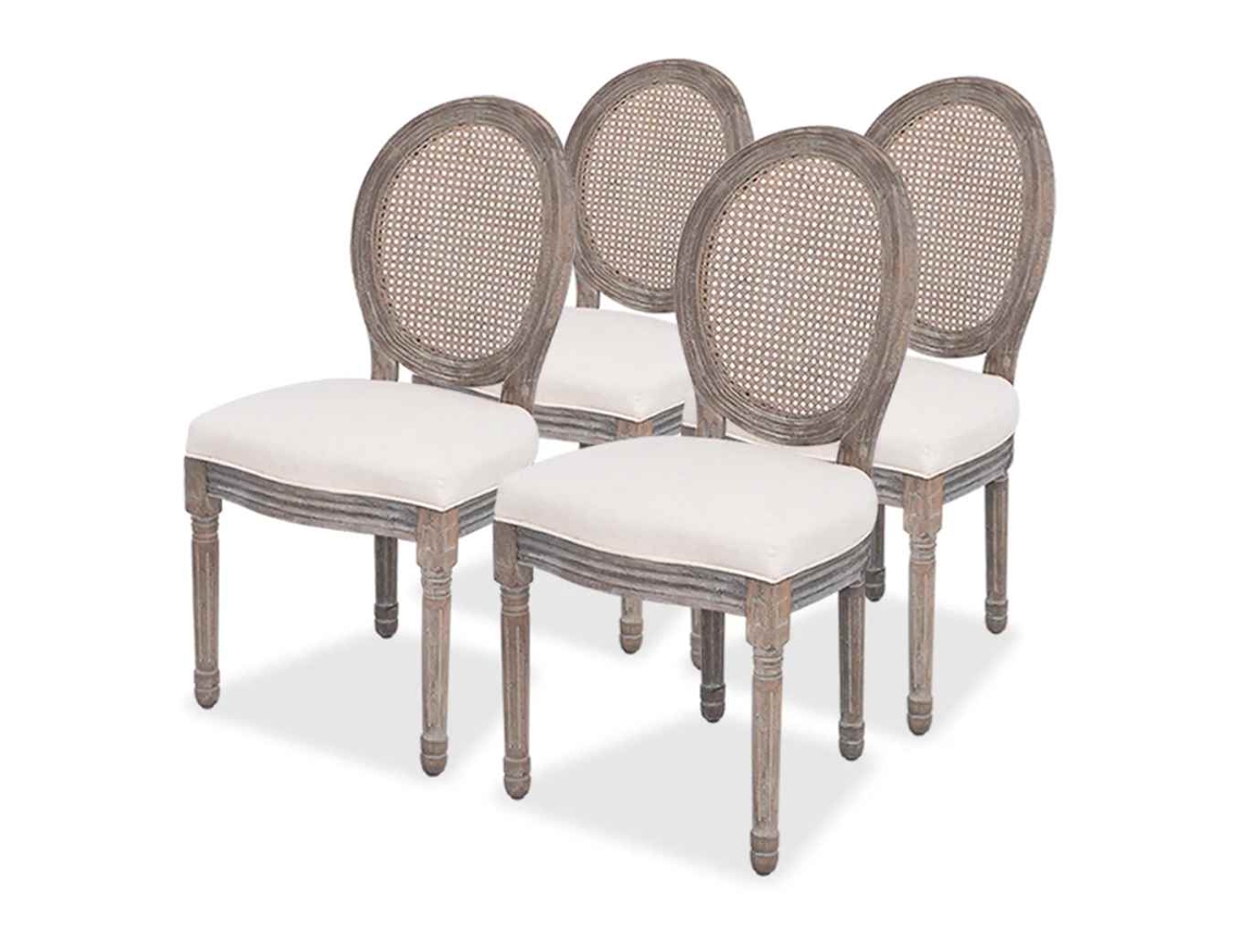 Vidaxl Cadeiras De Jantar 4 Pcs Tecido Cor Creme