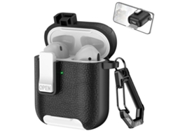 Capa Para Fones De Ouvido Sem Fio Airpods 1/2 Com Textura De Couro, Gancho E Suporte.