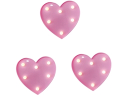 Luminária Noturna Led em Formato de Coração Rosa, Lâmpada Decorativa para Quartos de Meninos e Meninas, Sem Pilhas SFUSHOS
