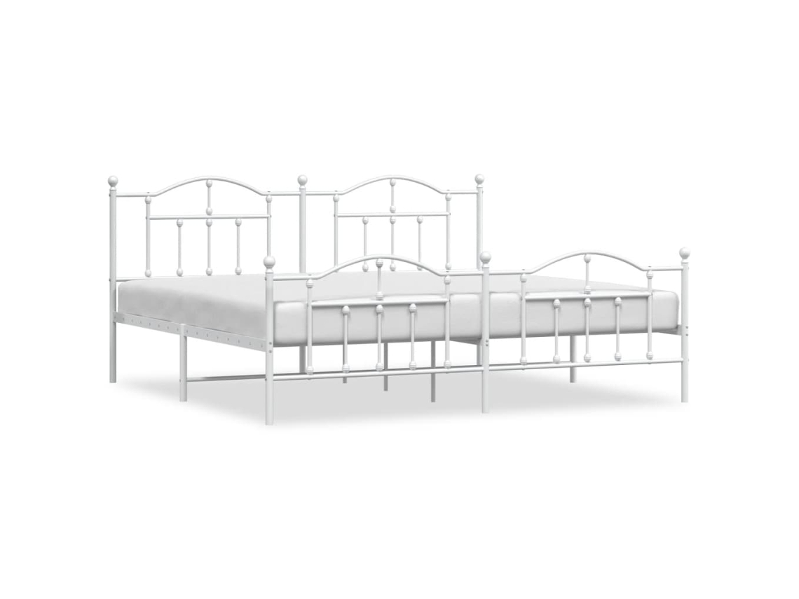 Bed Frame, Bed Frames Vidaxl Branco Aço (193 X 203 Cm)