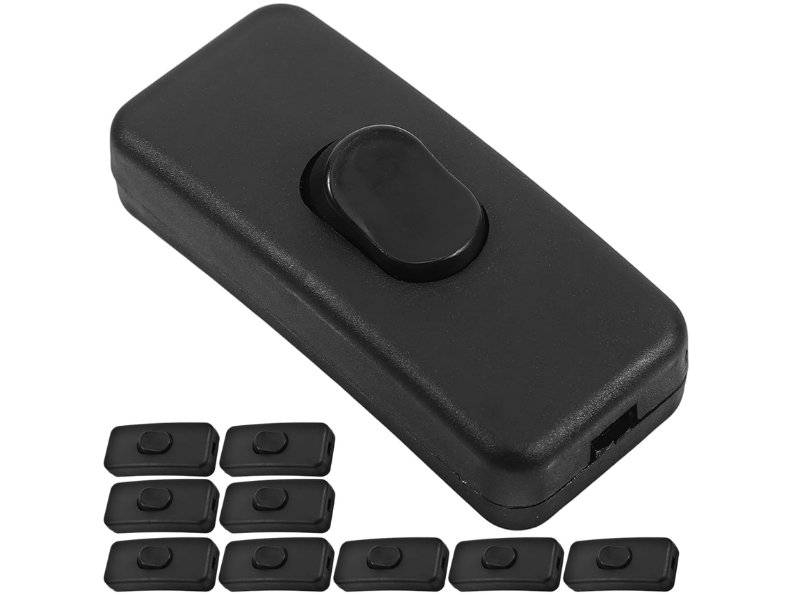 Interruptor De Linha Unomor Fácil Instalação, Preto, Para Luminárias De Mesa E Parede, Resistente Ao Calor, Pacote Com