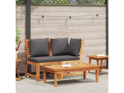 Vidaxl 3 Pcs Conjunto Lounge Jardim C/ Almofadões Cinza-escuro Acácia