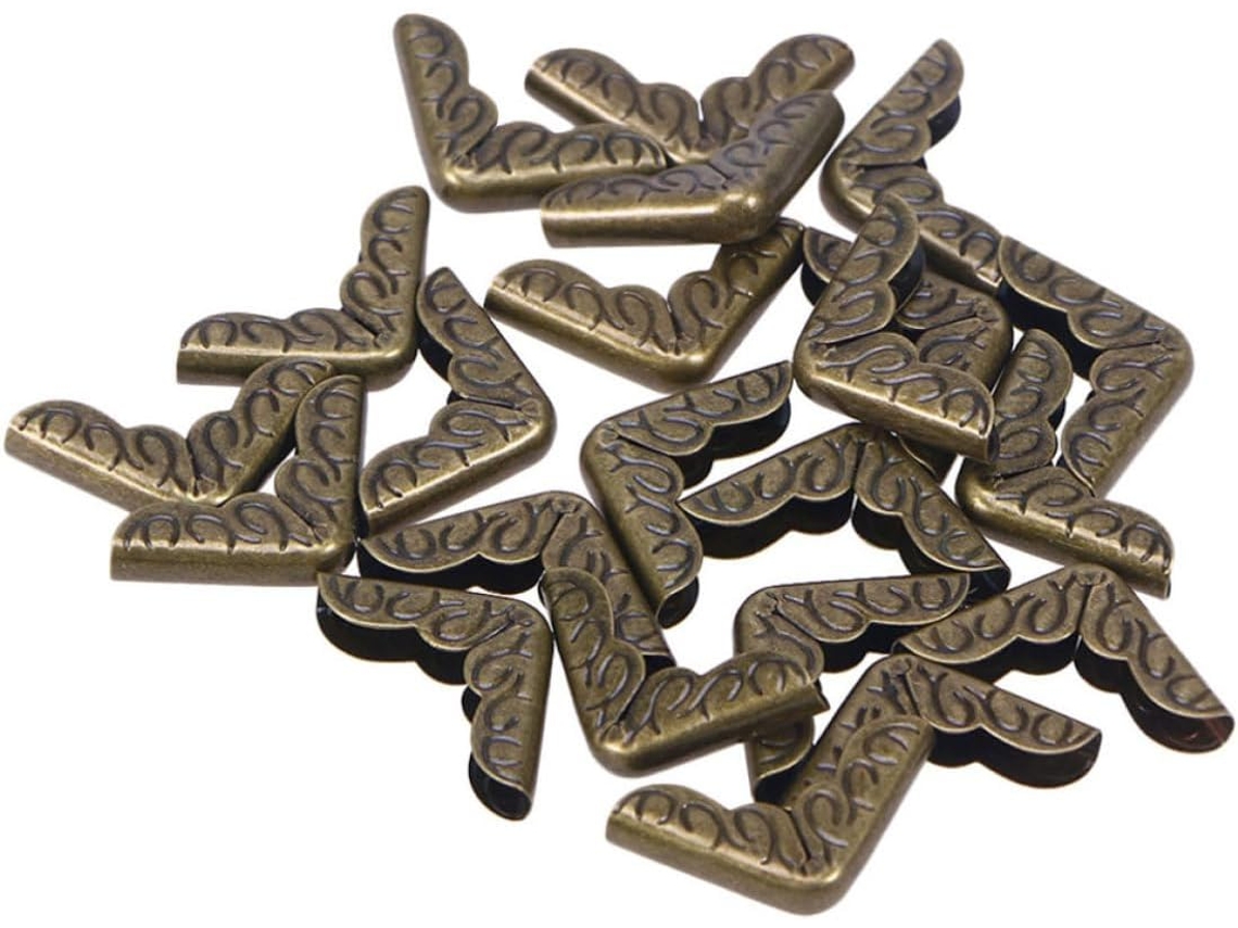 Coins Couverture Triangulaire Marron 50 Peças Vintage En Fer Para Proteção De Ângulo E Restauração De Bordas