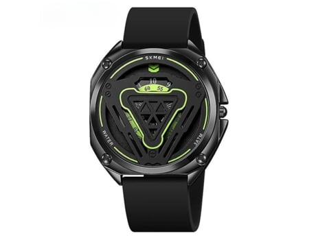 Relógios Desportivos de Esqueleto S Relógio de Pulso de Quartzo À Prova de Água Pulseira de Silicone para Homens-Preto Verde