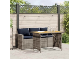 Vidaxl 2 Pcs Conjunto De Jantar P/ Jardim C/ Almofadões Vime Pe Cinza