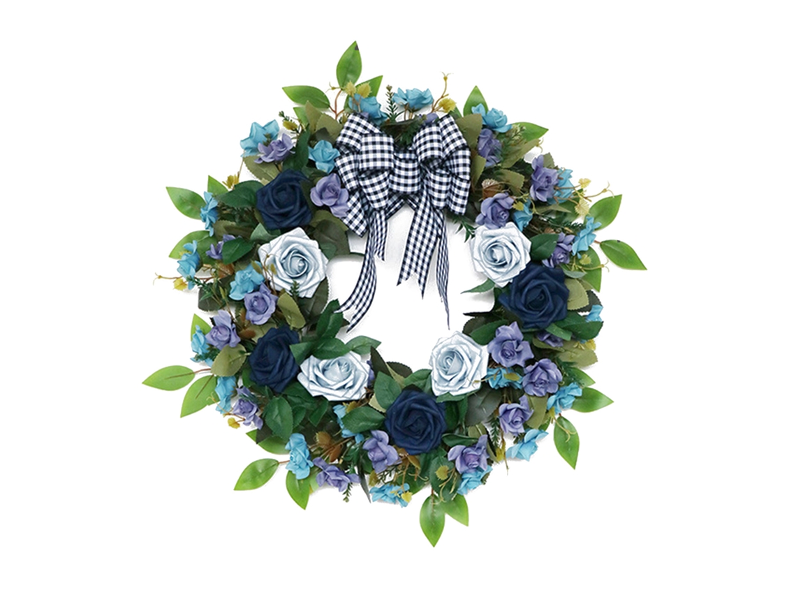 Laxiscreed Cor De Rosa Artificial Com Flores Para Decoração De Janelas Em Azul Nublado