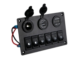 Painel Interruptores 6 Gang Voltmeter Led Usb Carregador 12v-24v Rv Caminhão