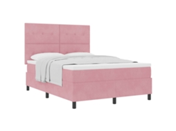 Cama Box com Colchão com Cabeceira Rosa 140x190cm veludo MAISON EXCLUSIVE