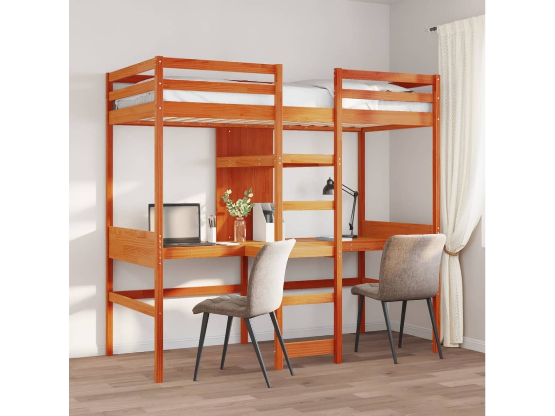 Cama Alta Sem Colchão 75x190 Cm Pinho Maciço Castanho-mel