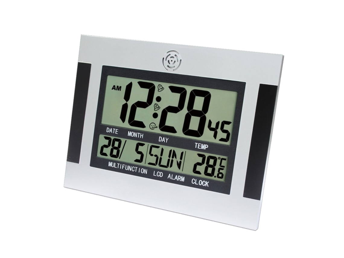 Relógio De Parede Lcd Grande, Despertador Eletrônico Minimalista Slowmoose (prata Preto)