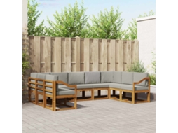 Vidaxl Conjunto De Sofás Para Exterior 9 Unid. Cinza Natural E Claro