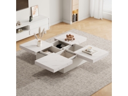 Mesa de centro moderna com LED, alto brilho, tampo de vidro, 120x50x38,5cm, com iluminação GE