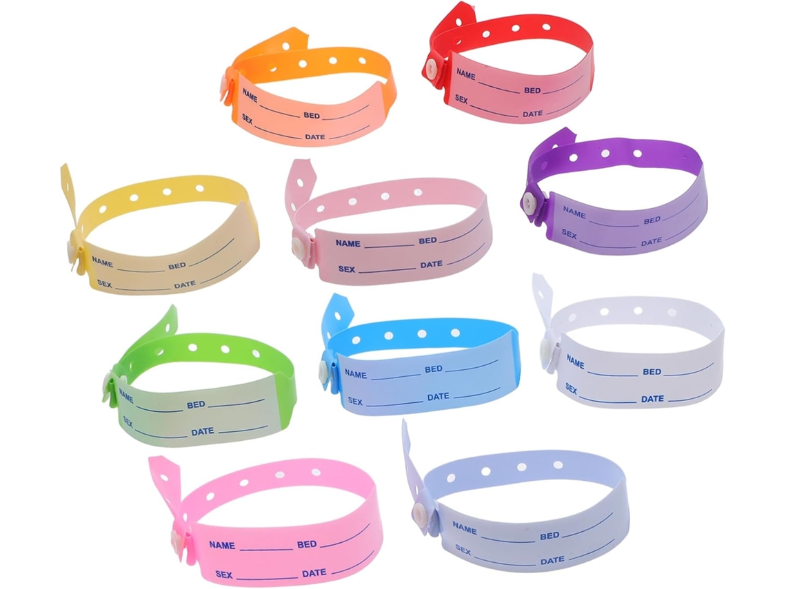 100 pulseiras de identificação de pacientes em PVC para hospitais