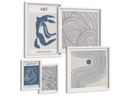 Conjunto De Pinturas Linhas Abstratas Modernas Espelharte (5 Peças)