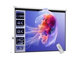 Tela de Projeção Elétrica 84 Polegadas 4k Hd 4:3 Teto Parede Controle Remoto Home Theater VELTRIX