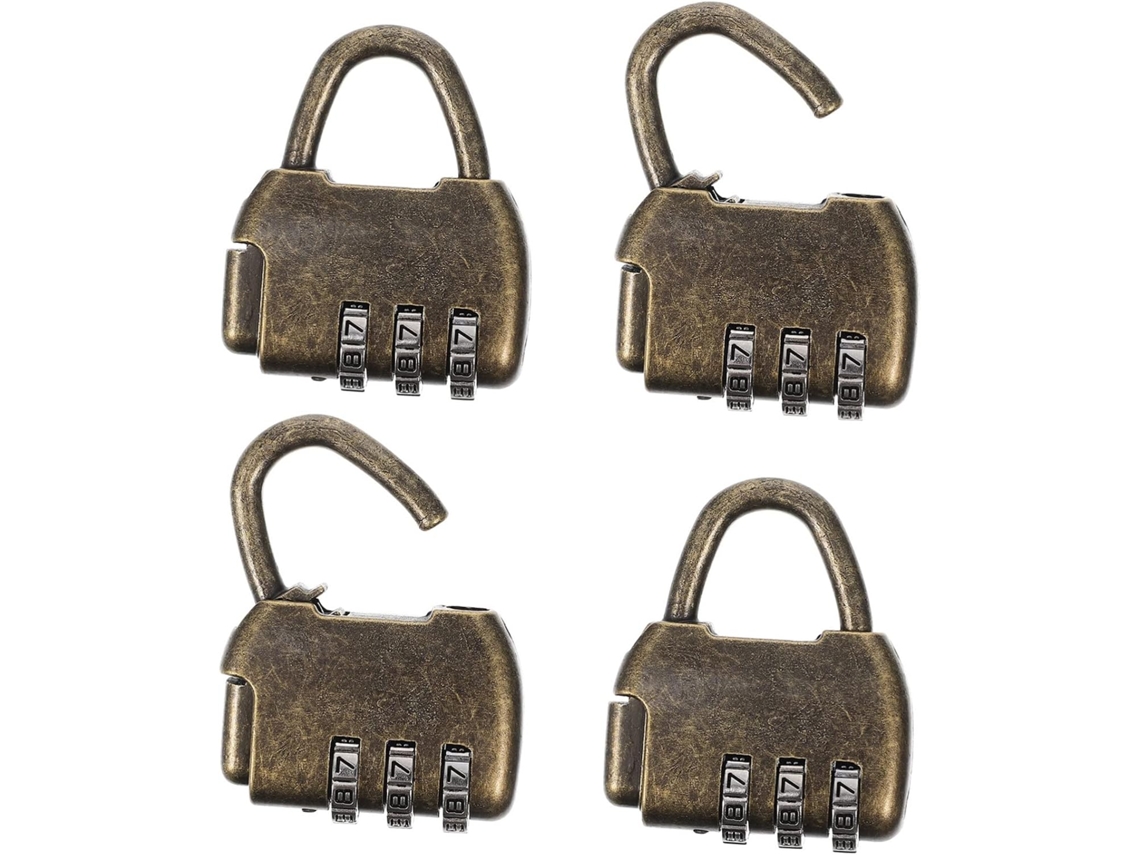 Conjunto De 4 Cadeados Antigos Com Combinação Para Malas E Armários.