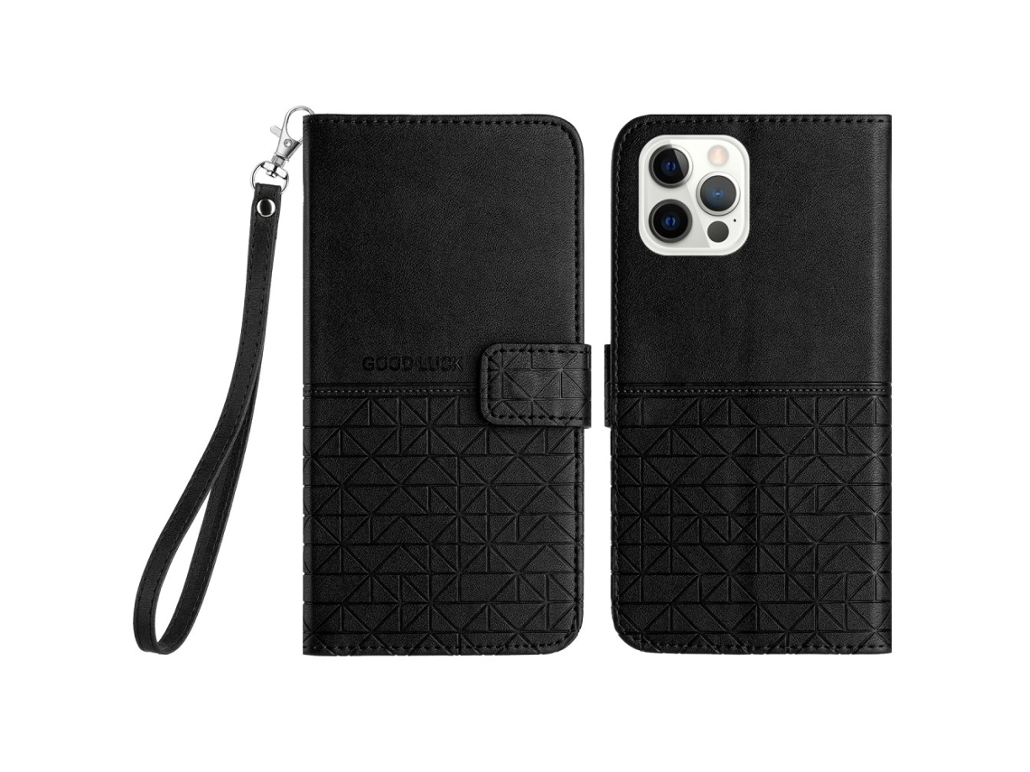 Suporte Casa Para Iphone 14 Pro Max Pele Sintética Preto