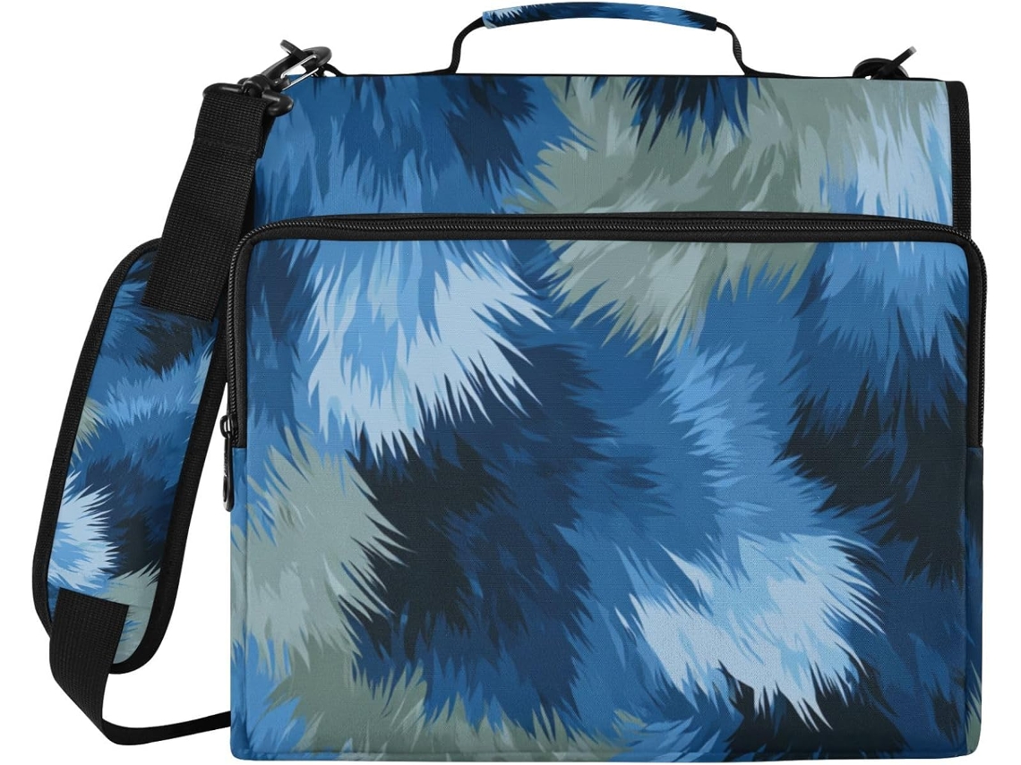 Organizador De Fichário 3 Argolas Com Estampa Lobo, Azul, 3, 8cm 1, 5 Polegadas, Com Alça De Ombro, Organizador Escolar