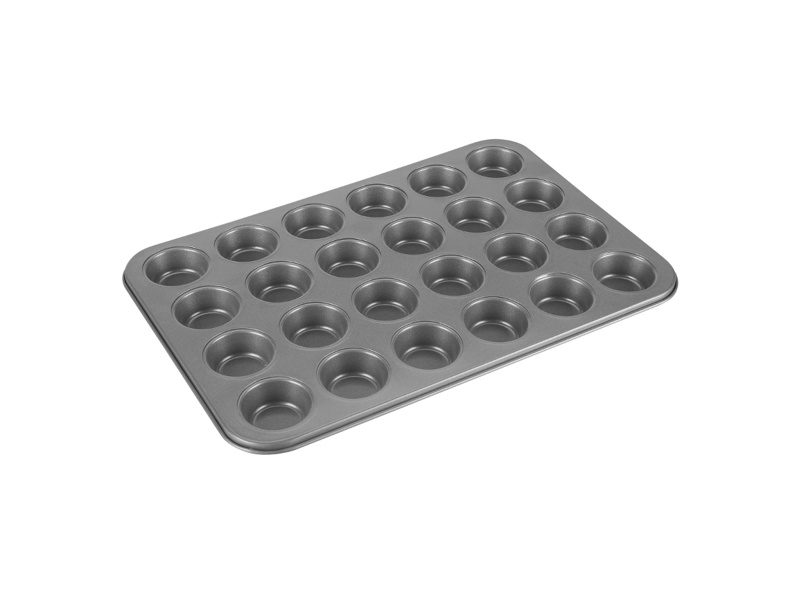 Fôrma De Alumínio Para Mini Muffins Base Plana Antiaderente (24 Cápsulas)