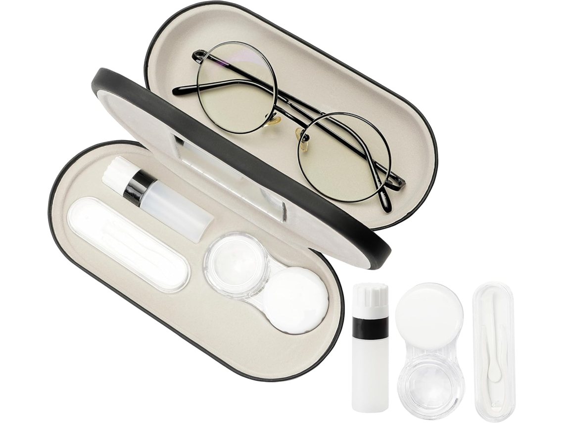 Estojo para Óculos, Portátil Dupla Face para Lentes de Contato 2 em 1, Multifuncional e Durável AQUAFORGE