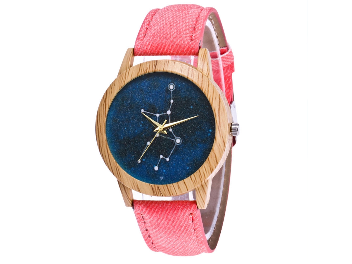 Relógio de Pulso Casual de Quartzo com Pulseira de Vaqueiro Rosa Zhoulianfa