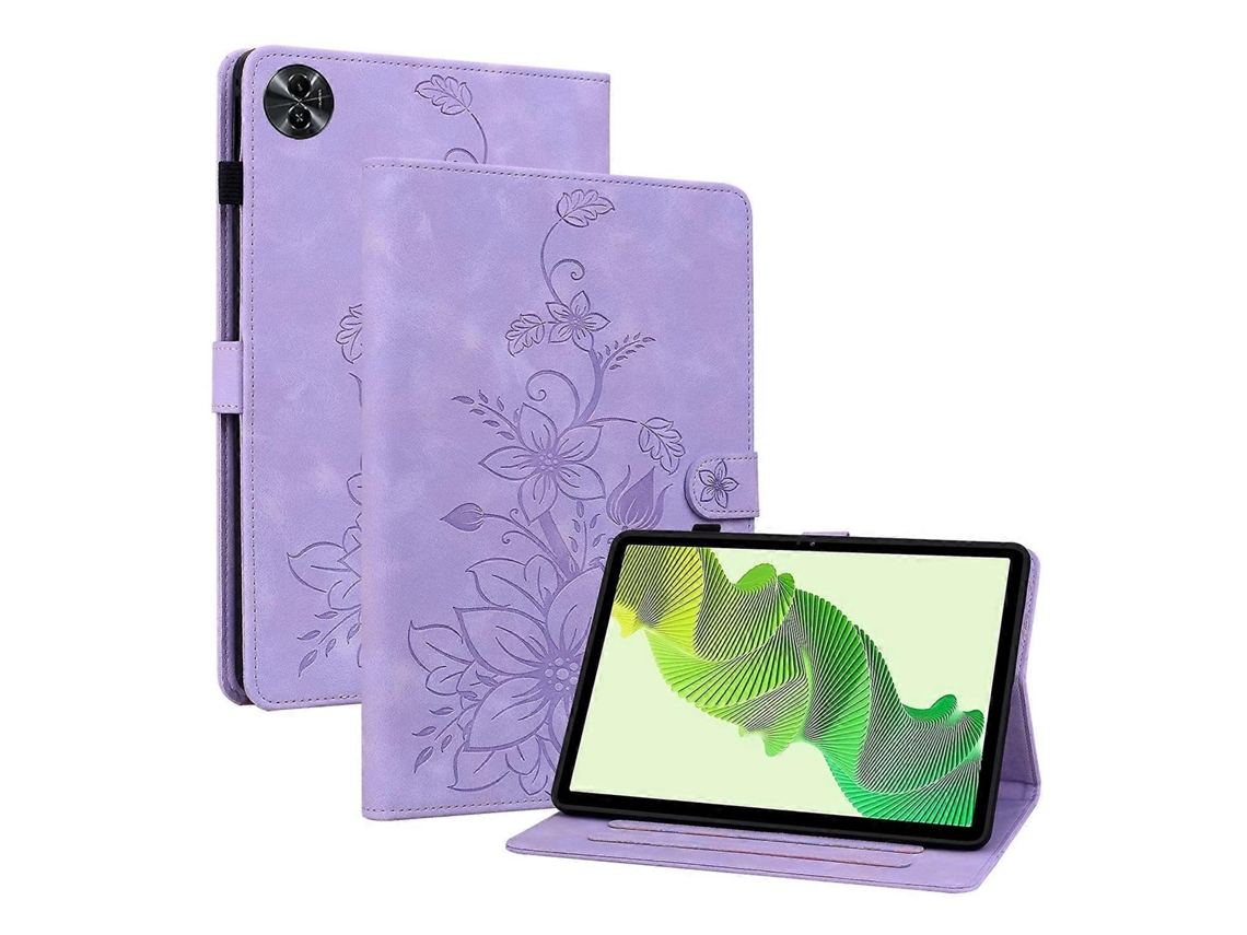 Capa De Couro Com Relevo Lily Para Tablet Realme Pad 2 De 11,5 Polegadas