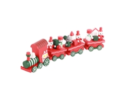 Primerox trem de Natal Brinquedo em Madeira Maciça para Crianças com 4 Vagões Modelo Colorido