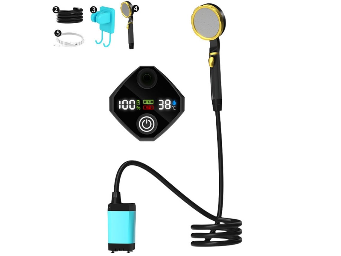 Chuveiro Elétrico Portátil Camping com Bateria e Display Digital