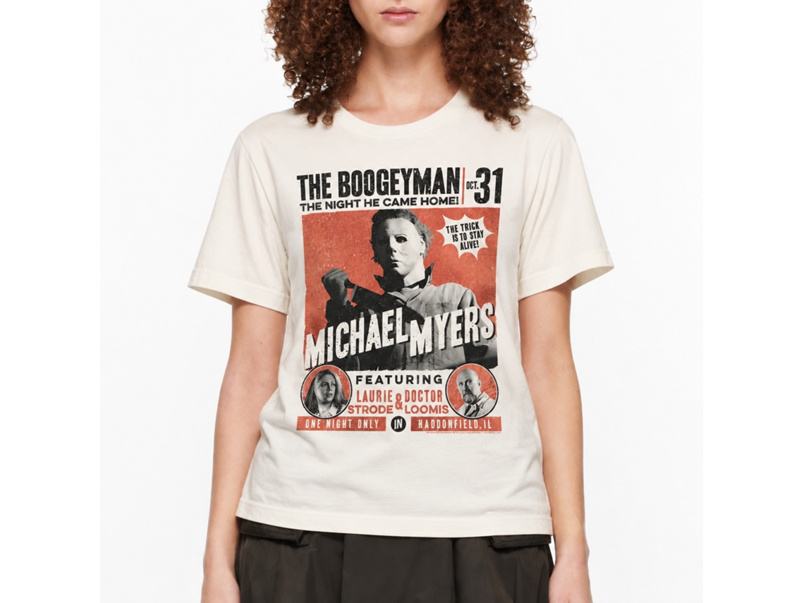 Rockinstone Halloween Movie Poster Style Solid Natural Adult T-shirt Size:xl