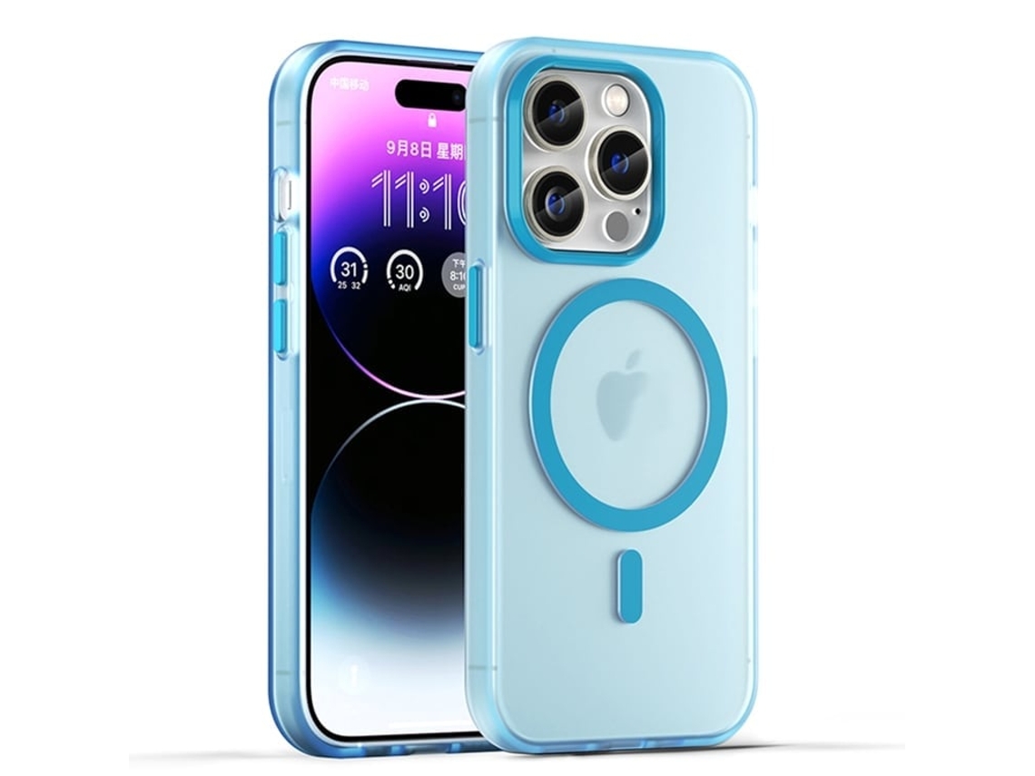 Capa Híbrida Translúcida Para Iphone 14 Pro - Tpu E Pc Com Magsafe | Fosca - Azul