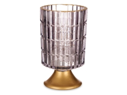 Lanterna Led GIFT DECOR (Cinzento - Vidro - 10,7 x 18 x 10,7 cm)